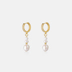 Gold Hoop Pearl Earrings
