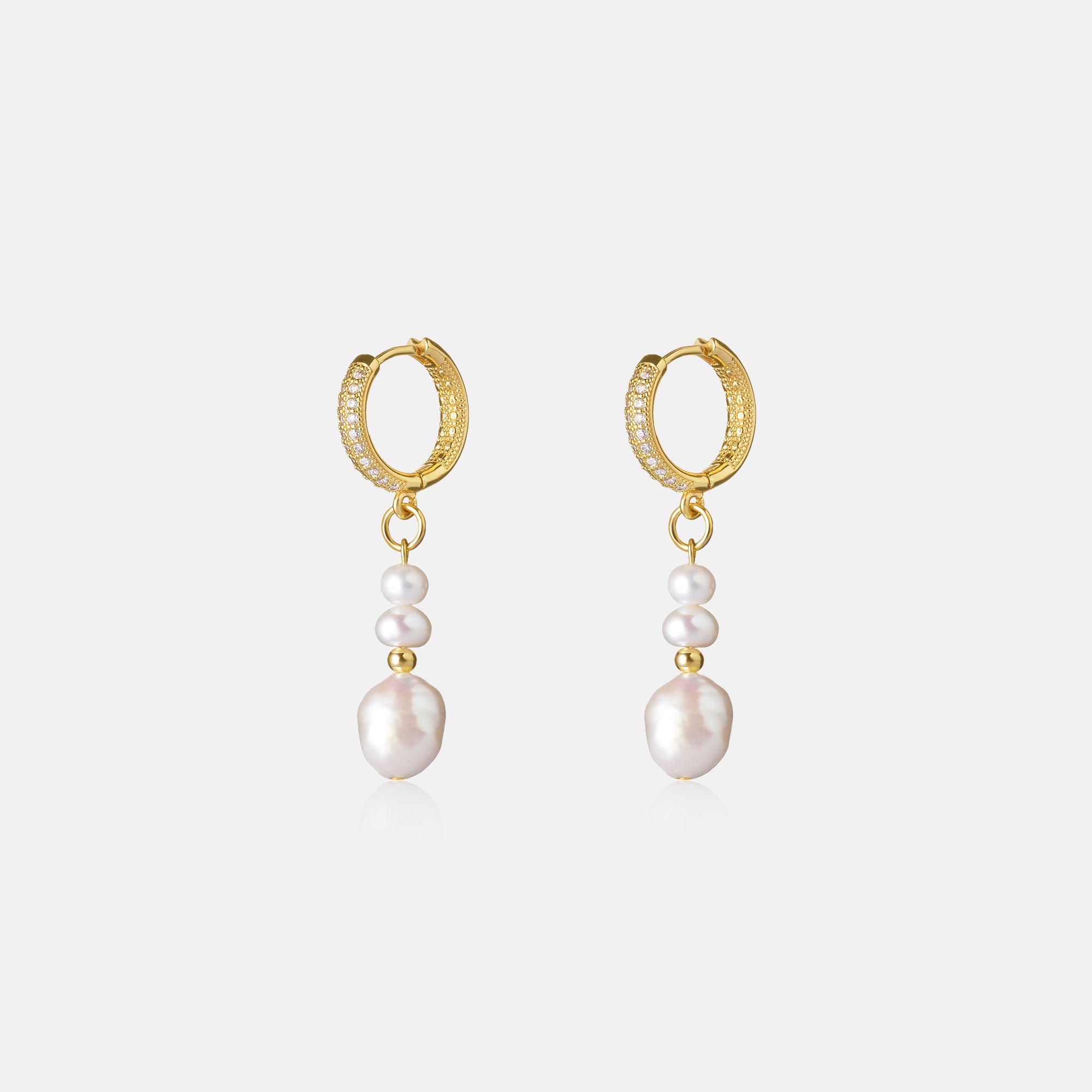 Gold Hoop Pearl Earrings