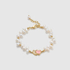 Blush Heart Rose Quartz Pearl Bracelet