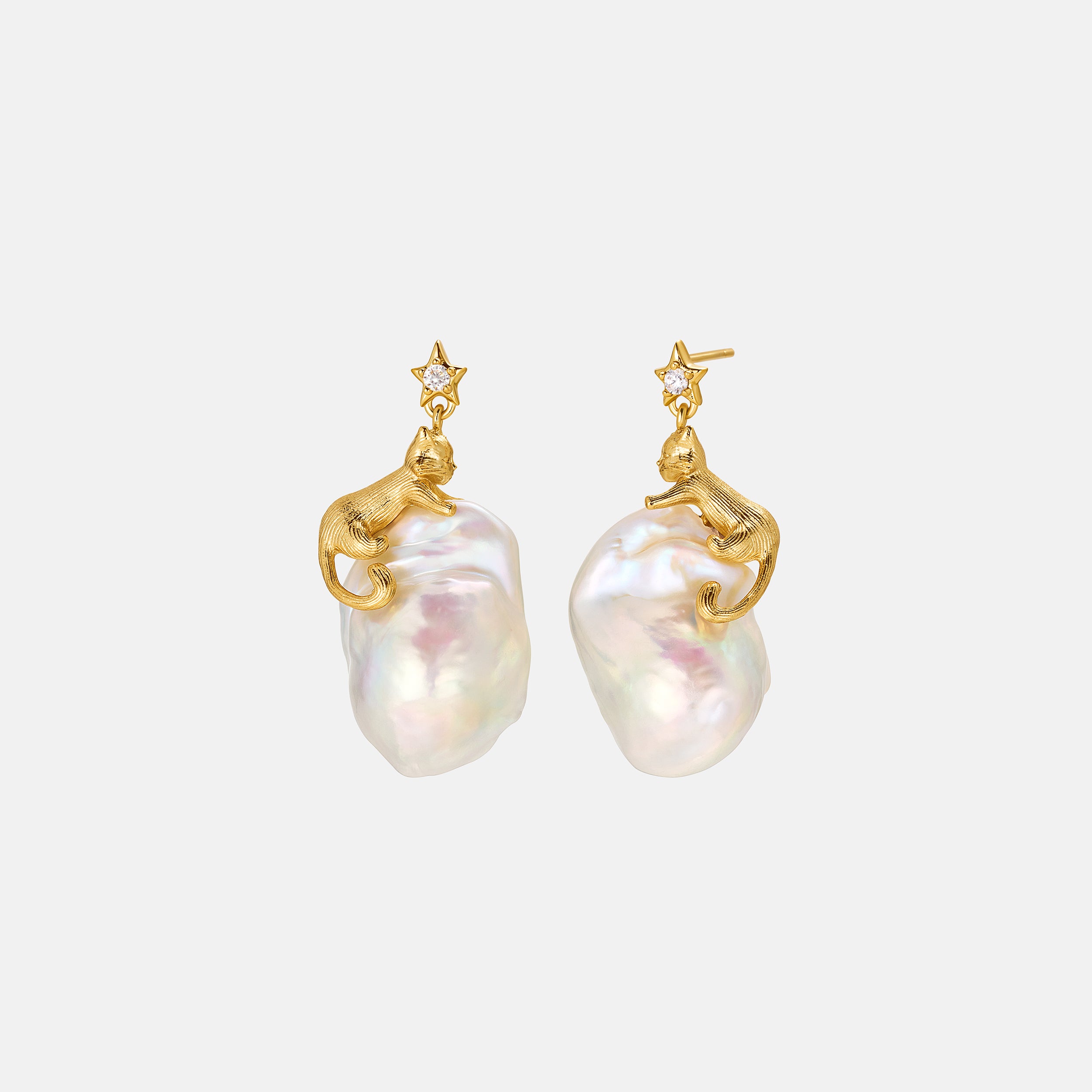 Cat Baroque Pearl Earrings