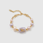 Lavender Baroque Pearl Bee Bracelet