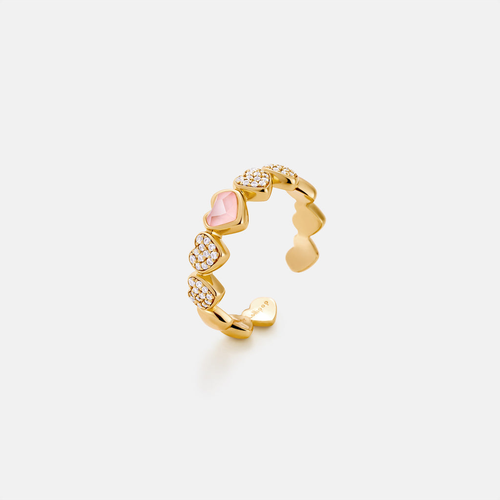 Blush Heart Rose Quartz Open Ring