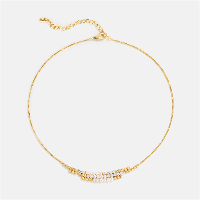 L’Essence Layered Pearl & Crystal Necklace