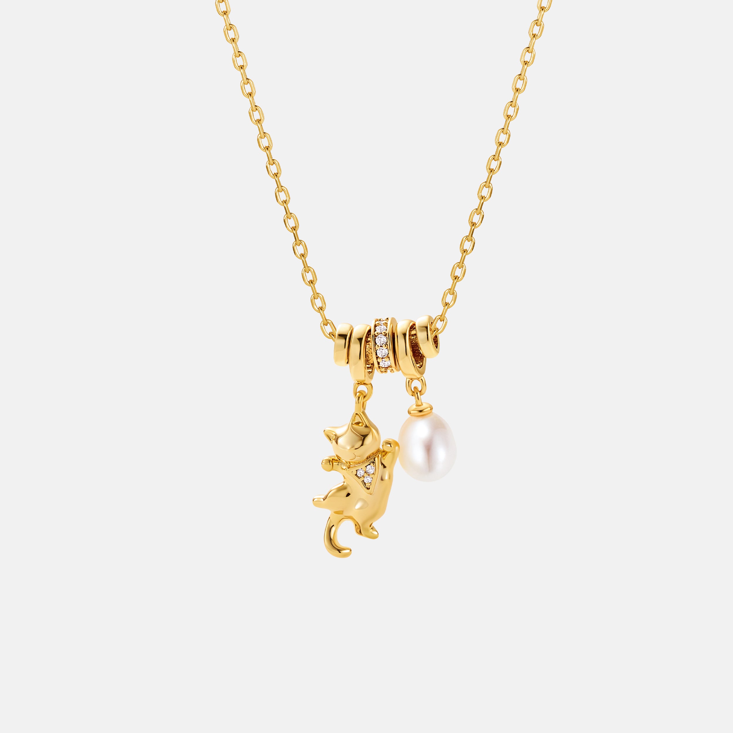 Dancing Cat Pearl Necklace