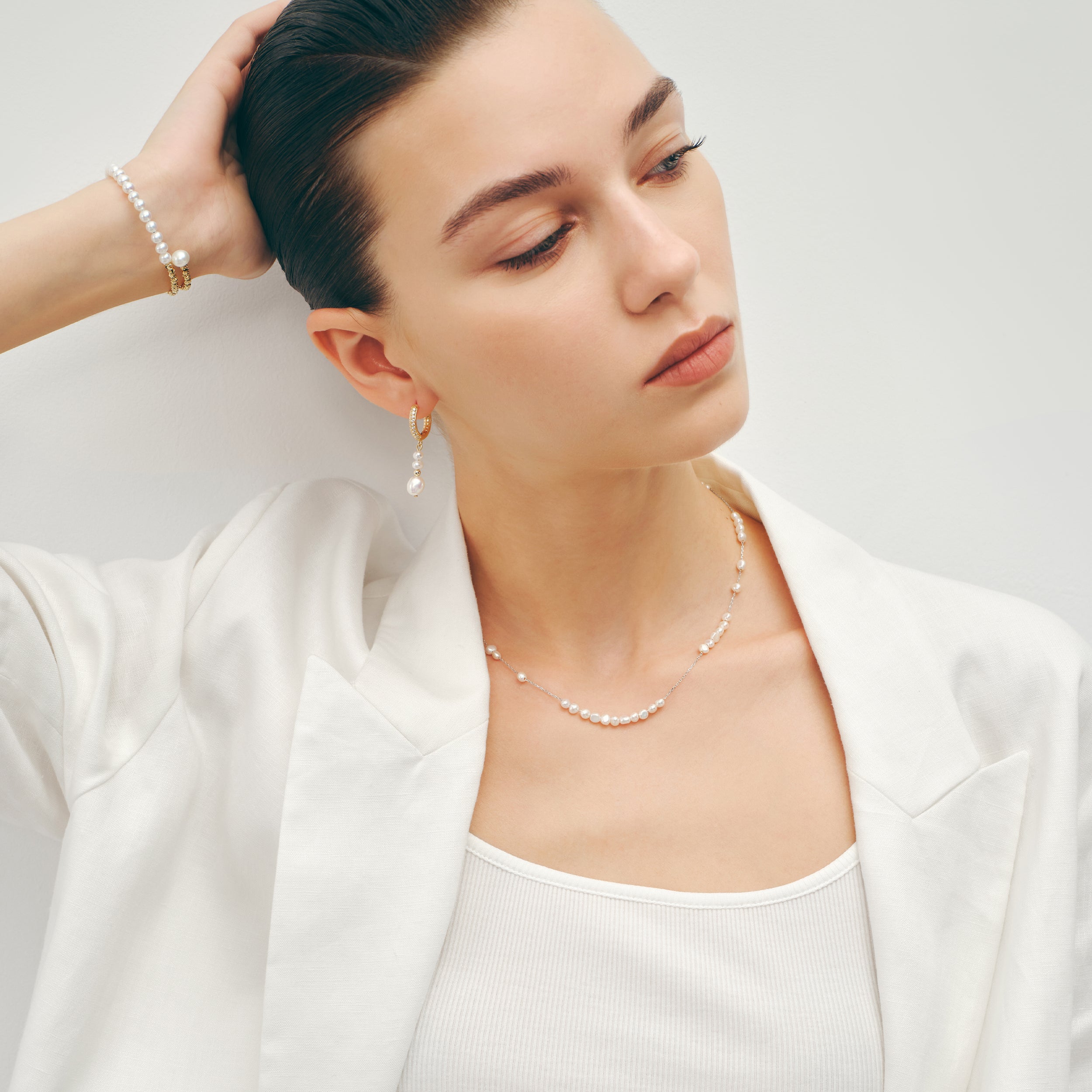 Gold Hoop Pearl Earrings