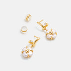Lucky Clover Pearl Drop Earrings