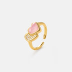 Blush Heart Rose Quartz Open Ring