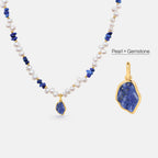 Raw Lapis Lazuli Pearl Necklace