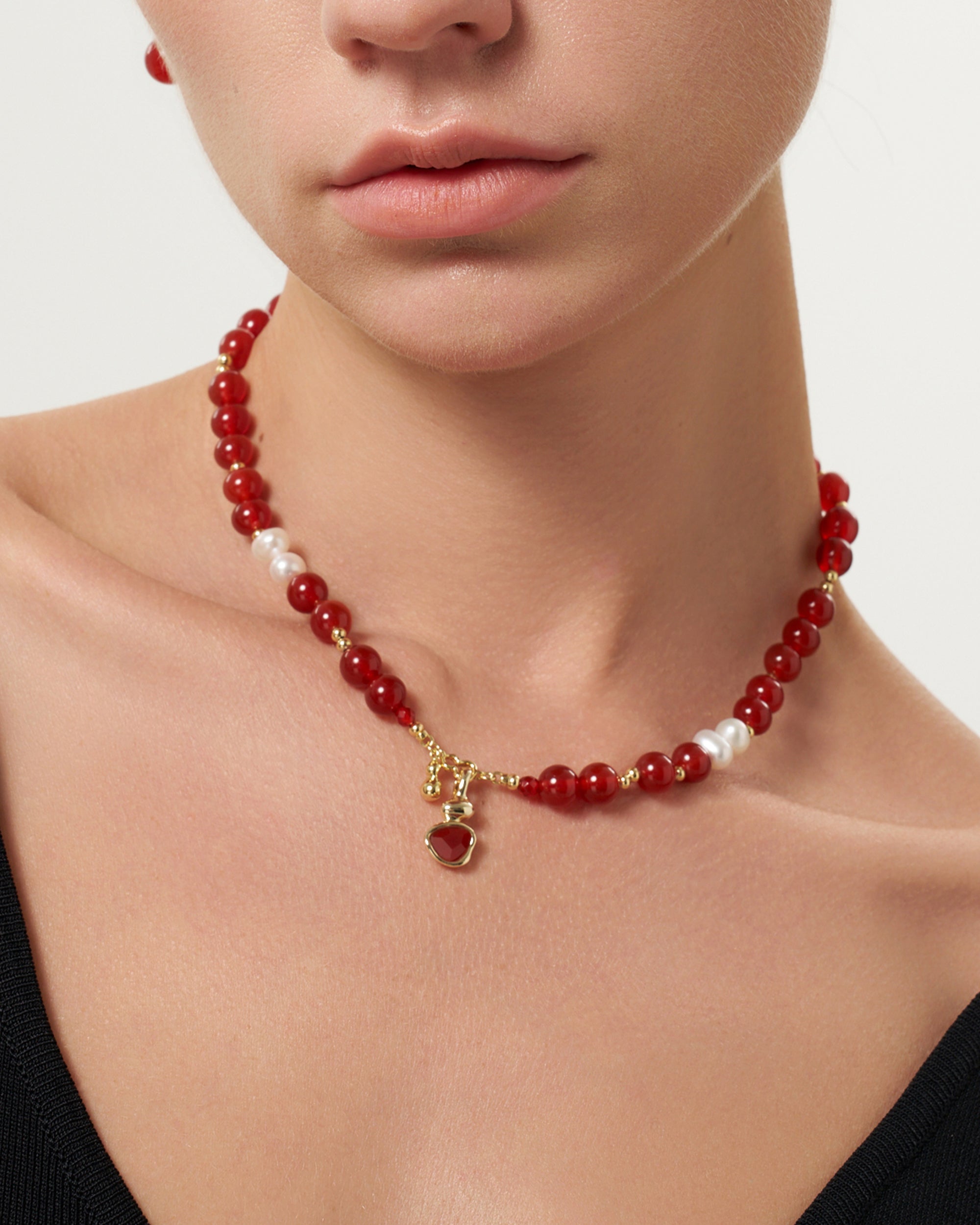 Wulu Red Agate Beaded Necklace