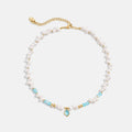 Raw Blue Topaz Pearl Necklace