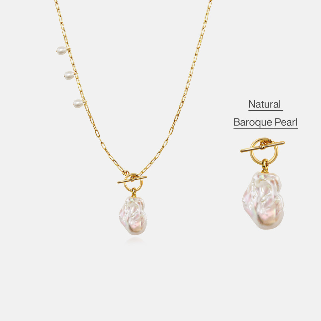 Breaking Dawn Baroque Pearl Pendant Necklace
