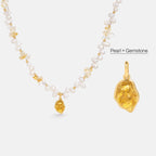 Raw Citrine Pearl Necklace