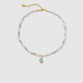 Raw Aquamarine Pearl Necklace