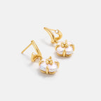 Lucky Clover Pearl Drop Earrings