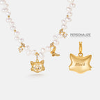 Personalized Cat Butterfly Pearl Necklace