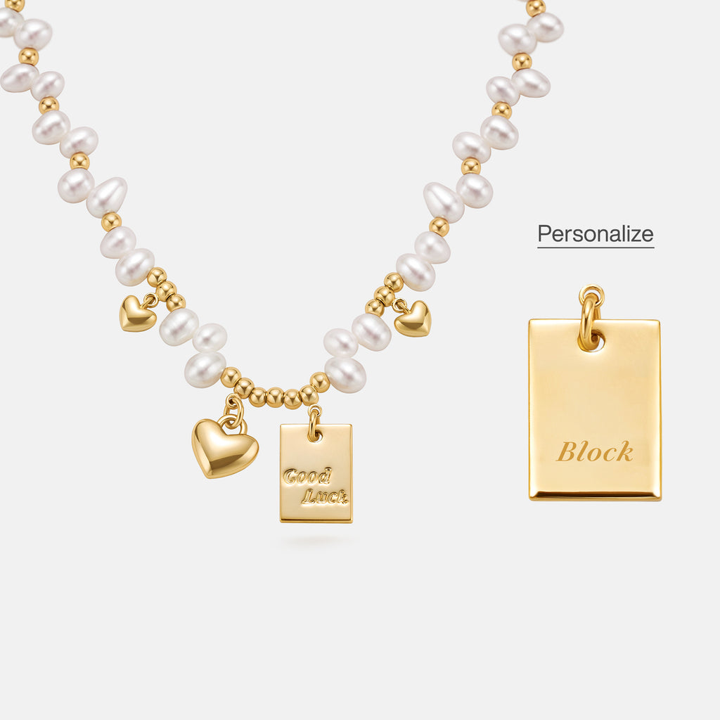 Personalized Lucky & Love Pearl Necklace