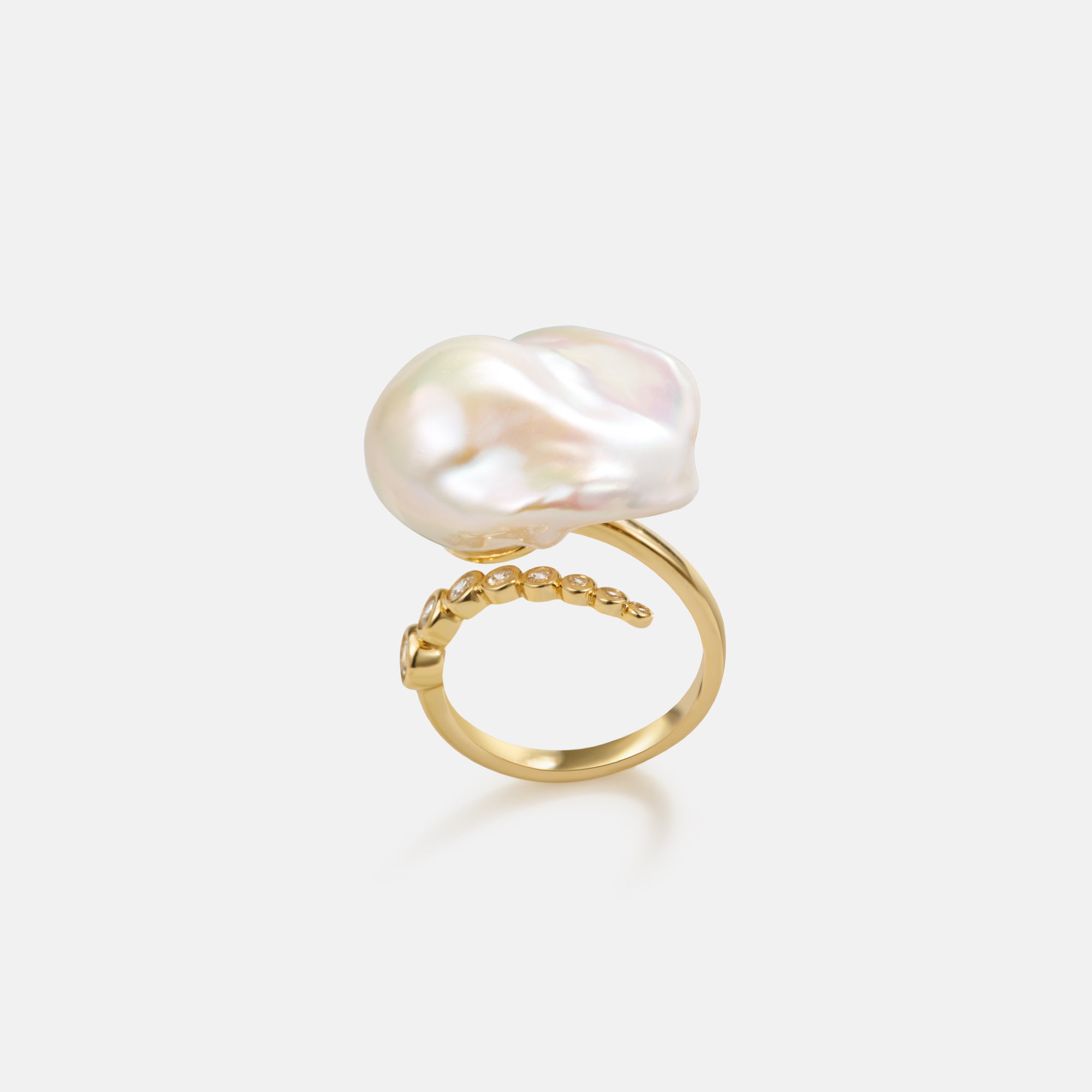 Starlit Splendor Baroque Pearl Ring Unique Shaped