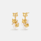 Cat Butterfly Pearl Earrings
