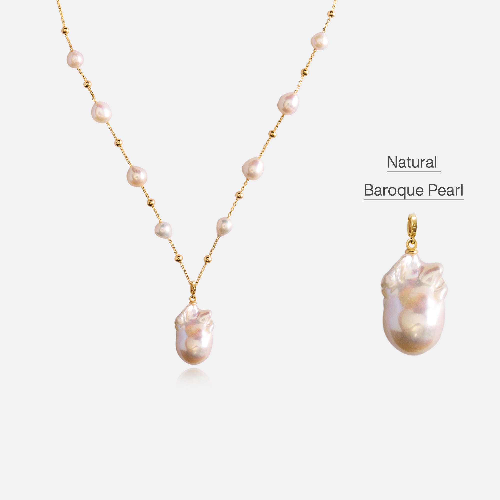 Gypsophila White Baroque Pearl Pendant Necklace