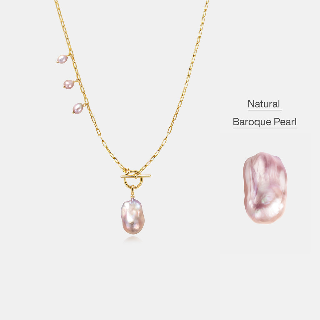 Breaking Dawn Purple Baroque Pearl Pendant Necklace