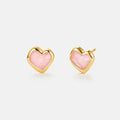Blush Heart Rose Quartz Stud Earrings