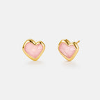 Blush Heart Rose Quartz Stud Earrings