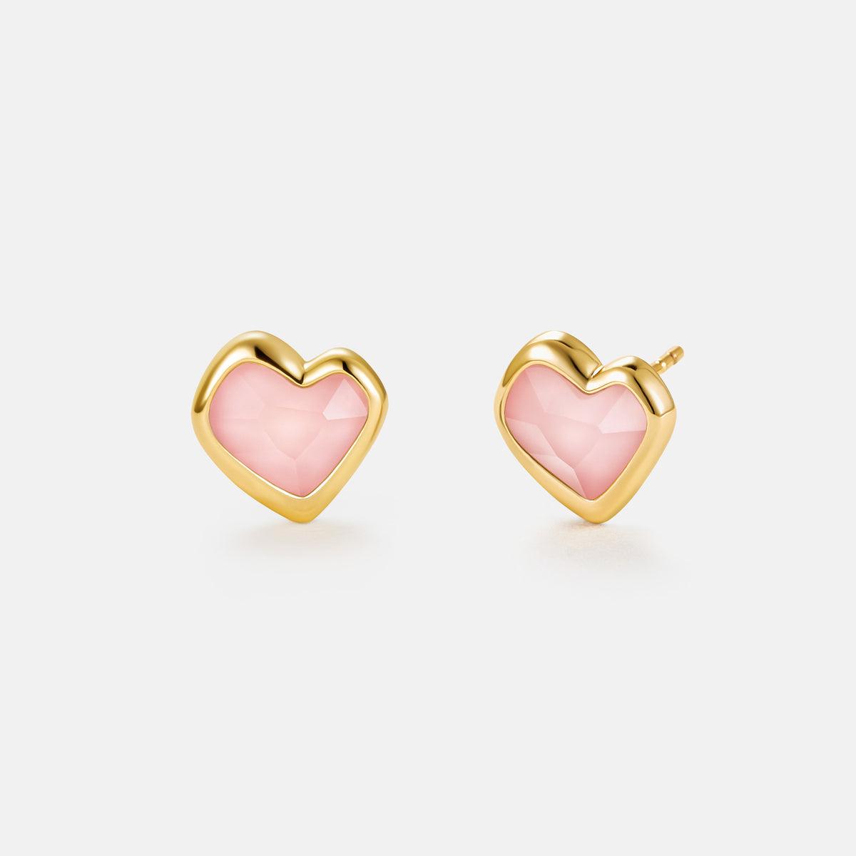 Blush Heart Rose Quartz Stud Earrings