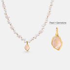 Raw Rose Quartz Pearl Necklace