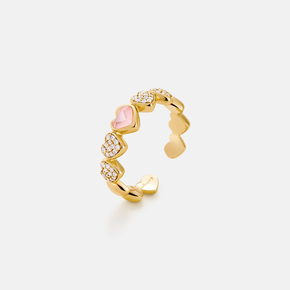 Blush Heart Rose Quartz Open Ring