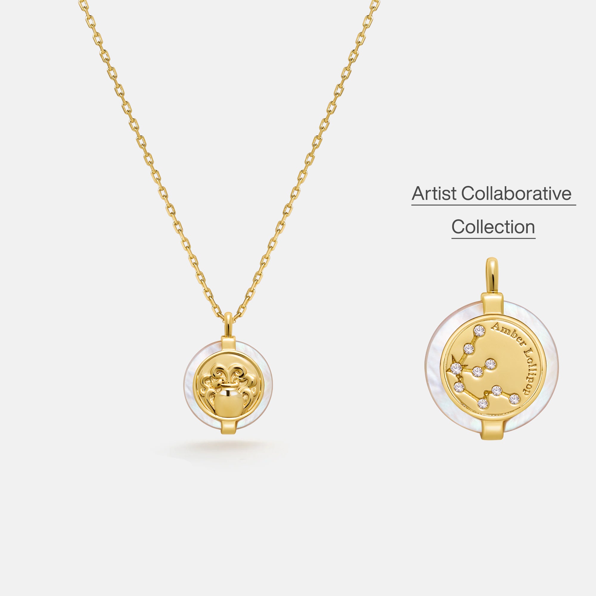 Stellar Zodiac Charm Mother of Pearl Necklace