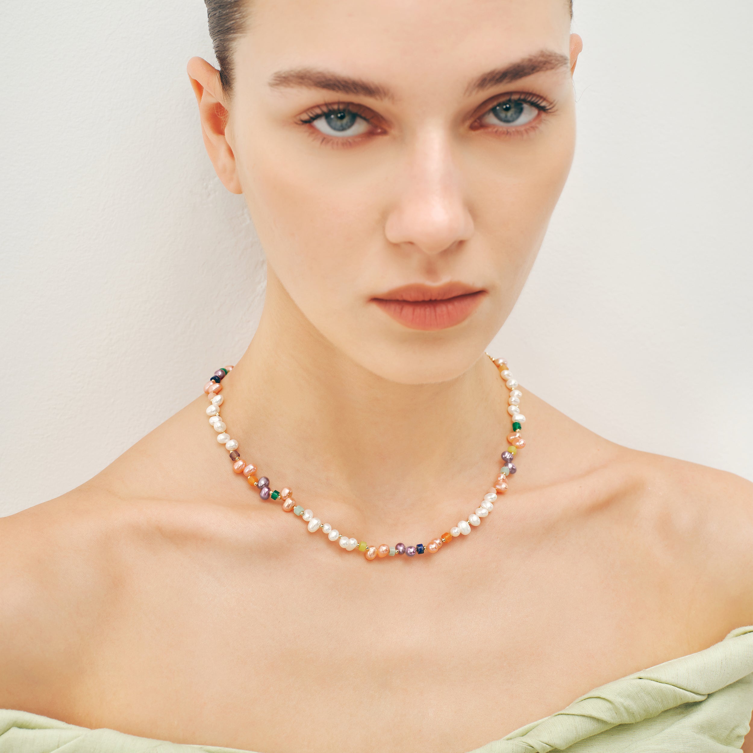 Colorful Beaded Pearl Necklace