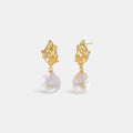 Lava Baroque Button Pearl Earrings