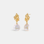 Lava Baroque Button Pearl Earrings