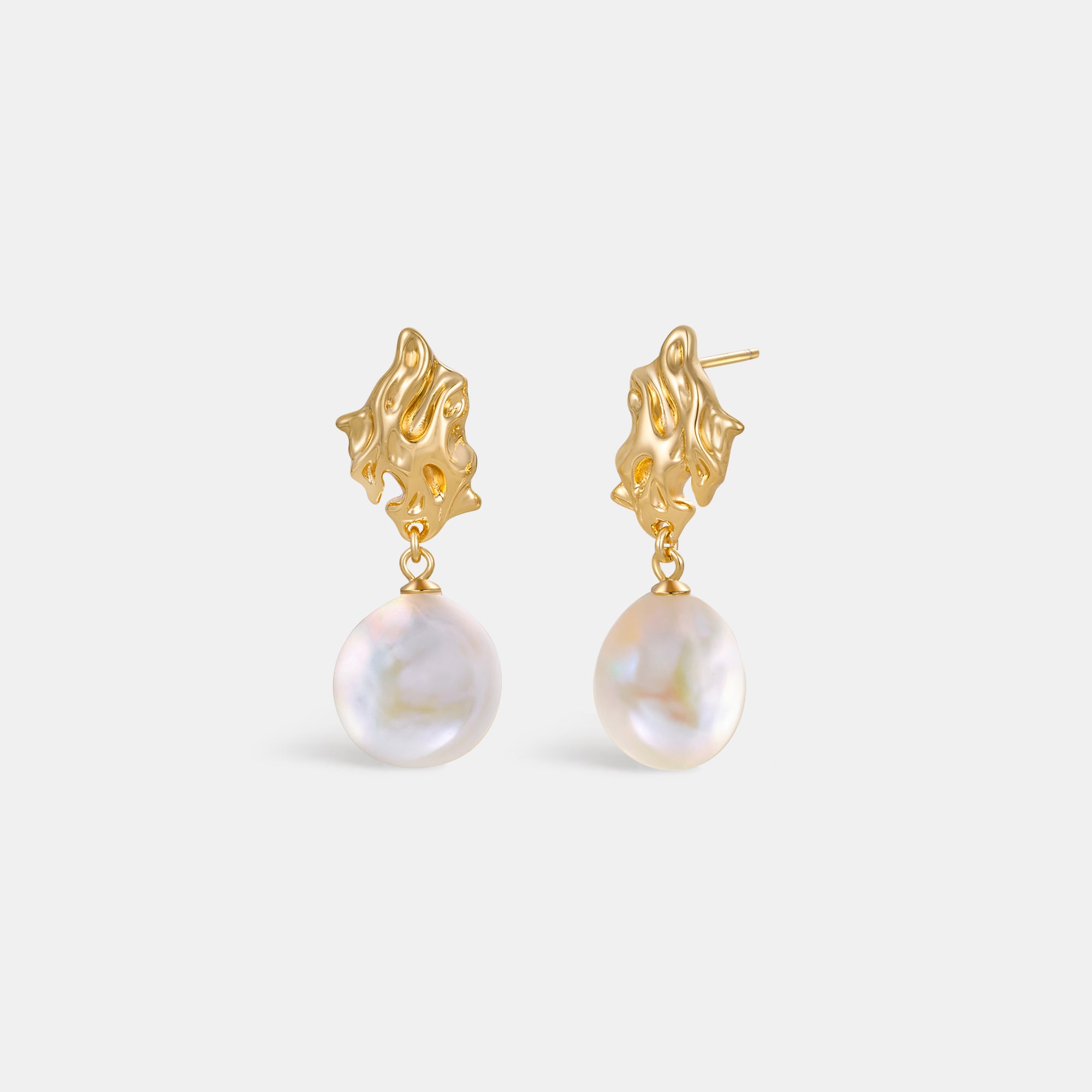 Lava Baroque Button Pearl Earrings