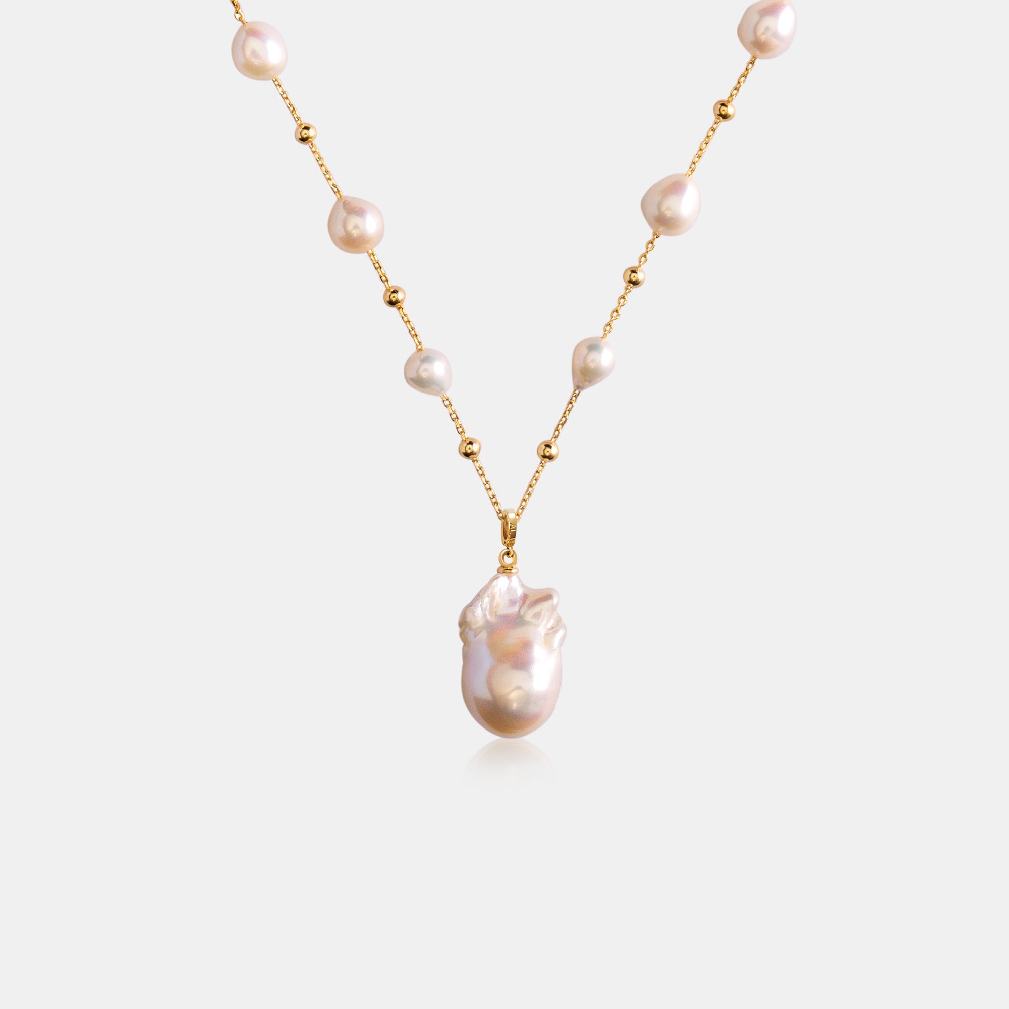 Gypsophila White Baroque Pearl Necklace