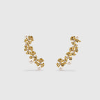 Gold Ginkgo Leaves Pearl Earrings