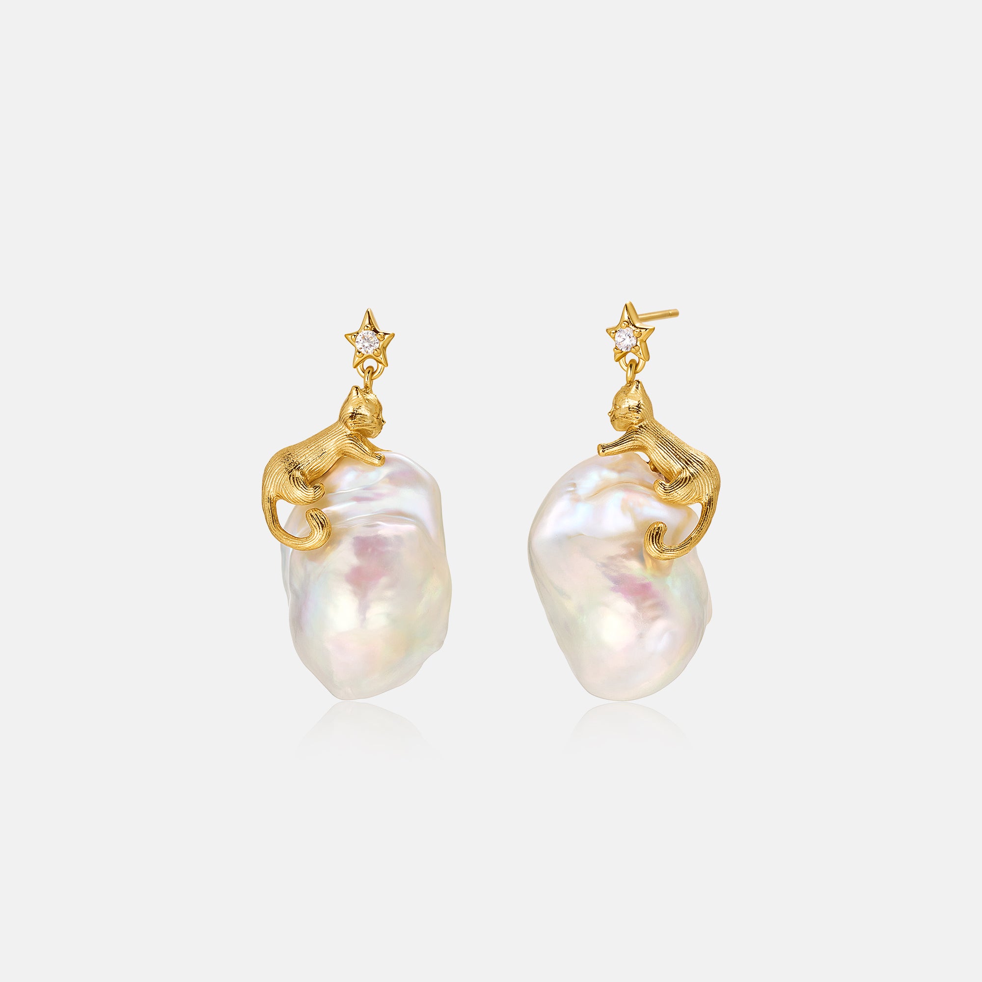 Cat Baroque Pearl Earrings