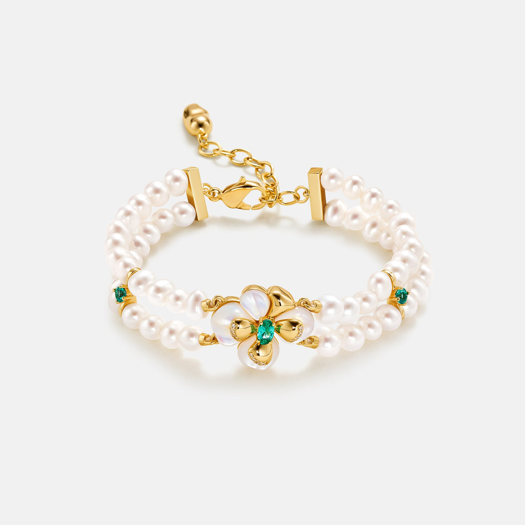 Chloris Pansy Pearl Bracelet