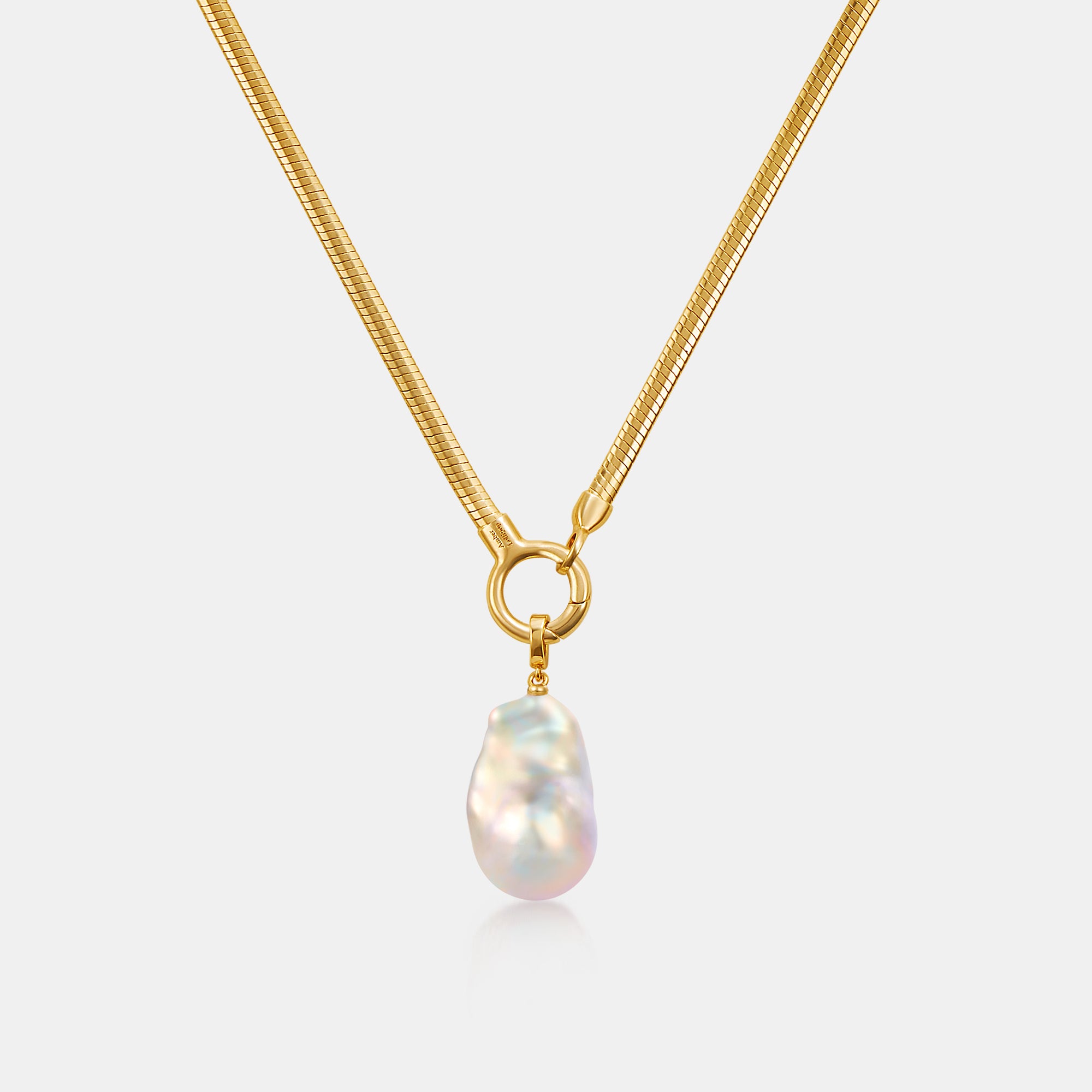 Large Baroque Pearl Pendant Necklace With Gold OT Chain