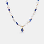 Raw Lapis Lazuli Pearl Necklace
