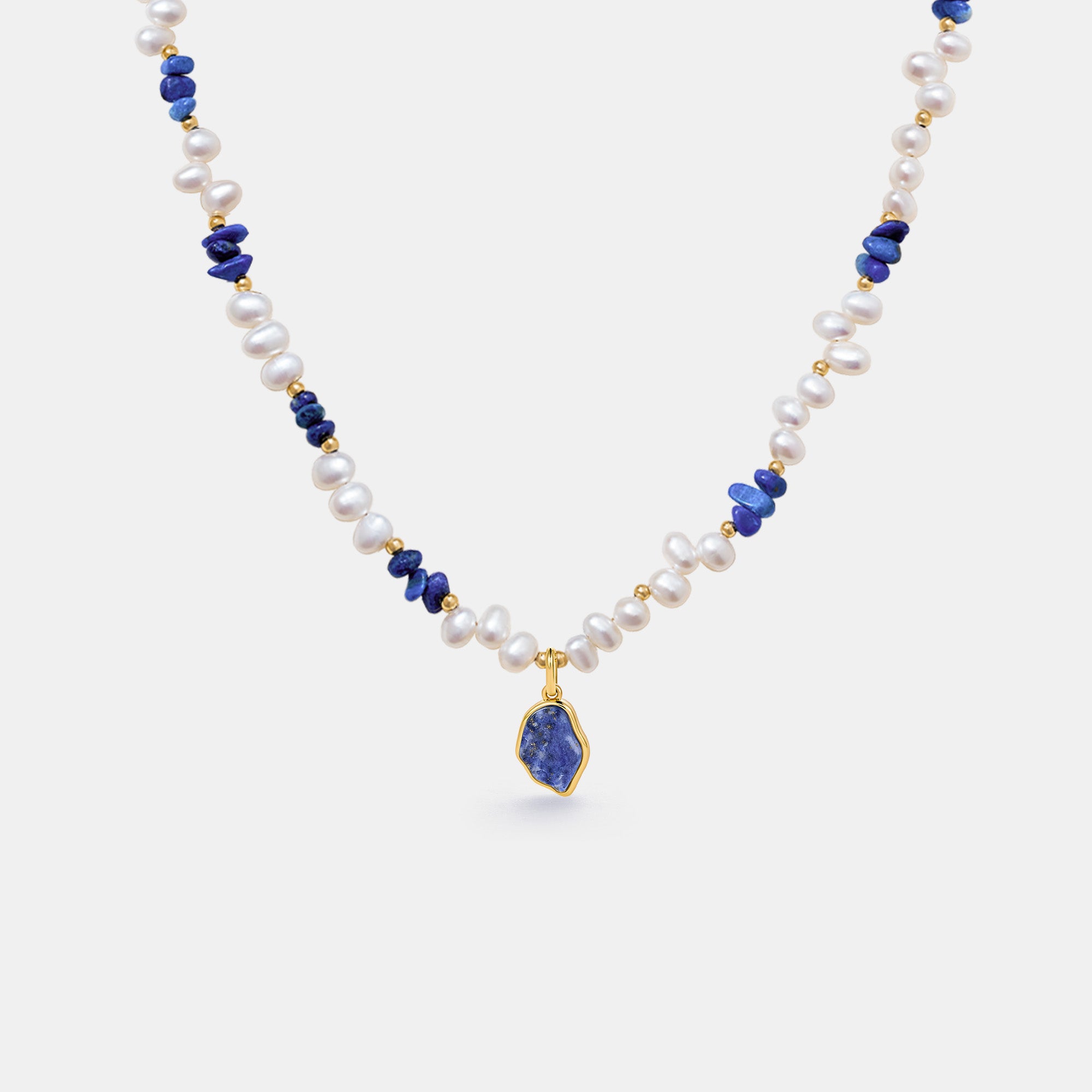 Raw Lapis Lazuli Pearl Necklace
