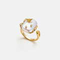 White Baroque Pearl Bee Open Ring