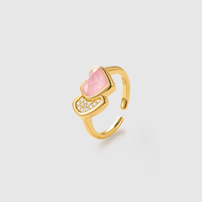 Blush Heart Rose Quartz Open Ring