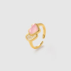 Blush Heart Rose Quartz Open Ring