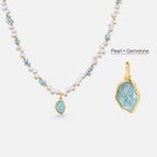 Raw Aquamarine Pearl Necklace