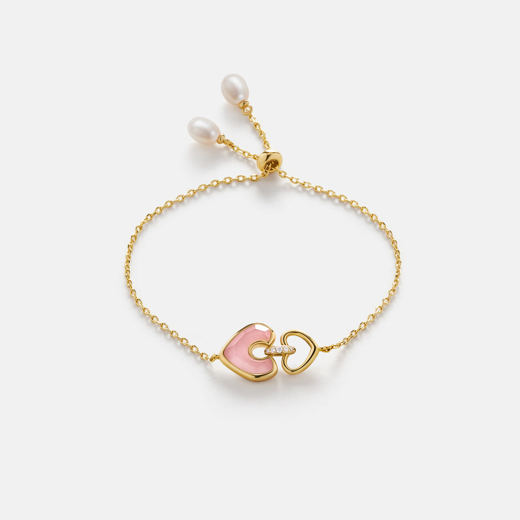 Blush Heart Rose Quartz Adjustable Bracelet