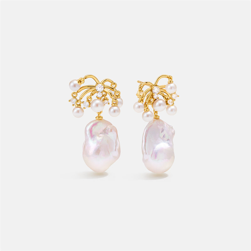 Champagne Moment Baroque Pearl Earrings