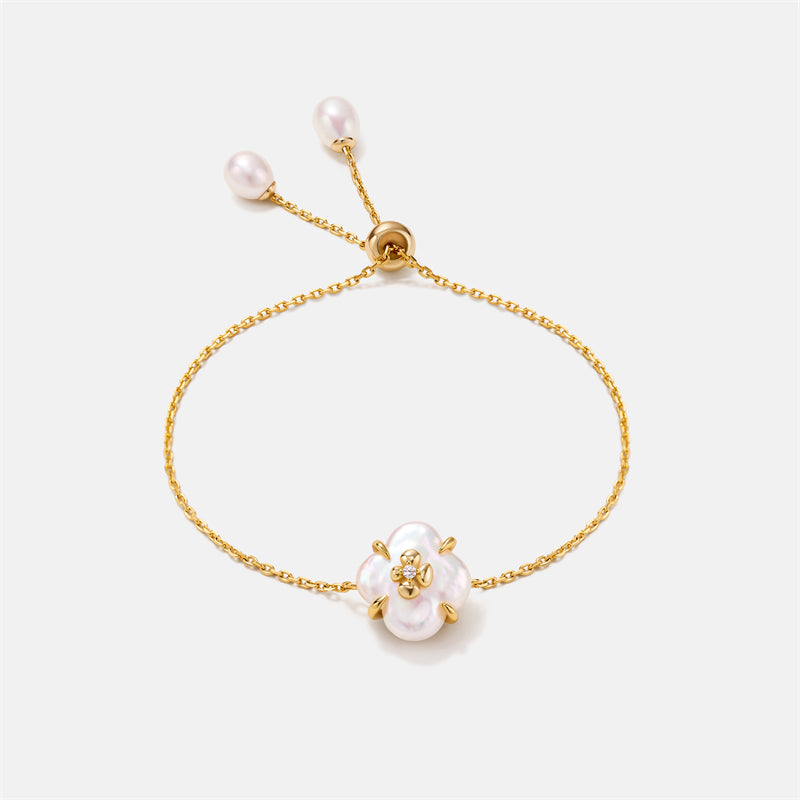 Lucky Clover Pearl Chain Bracelet