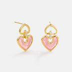 Blush Heart Rose Quartz Drop Earrings