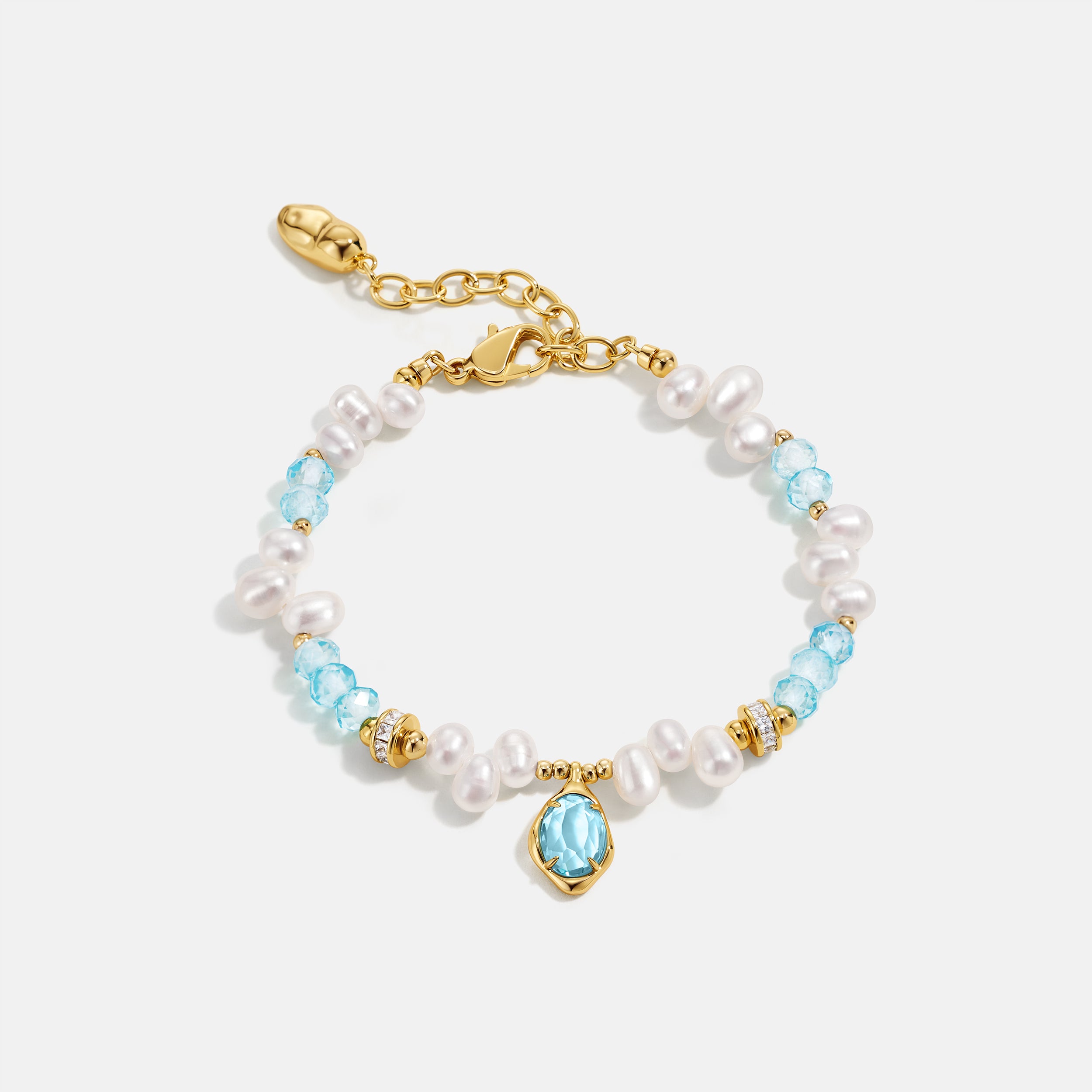 Raw Blue Topaz Pearl Bracelets